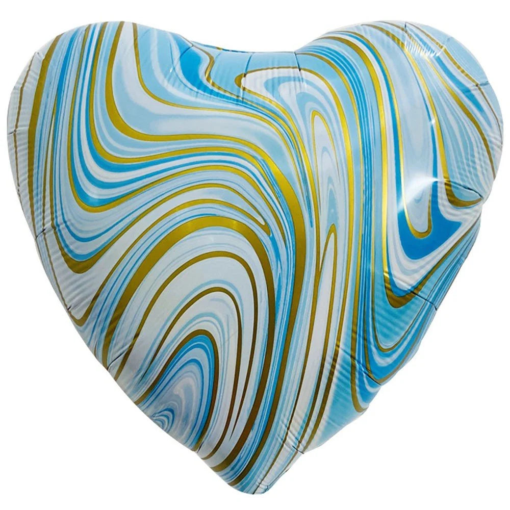 18 inch AGATE HEART - BLUE & GOLD - FLAT