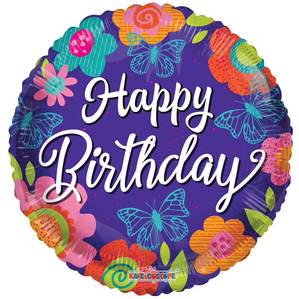 18 inch BIRTHDAY BUTTERFLIES & FLOWERS - Packaged