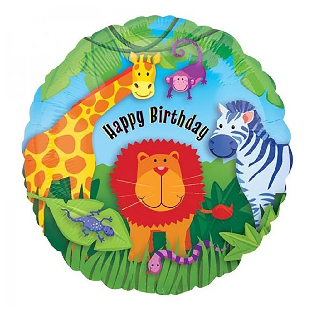 18 inch JUNGLE ANIMALS BIRTHDAY - FLAT