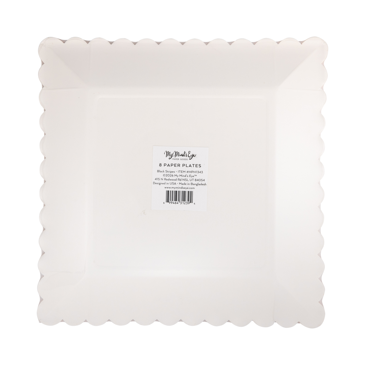 HPH1343 - Black and Cream Stripes Scalloped 10" Plate