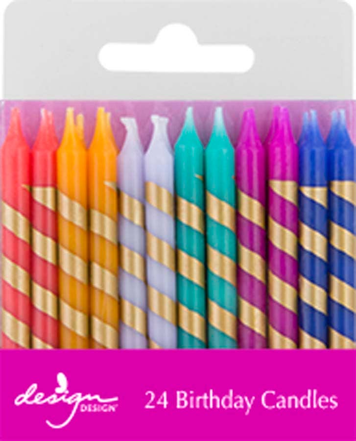 Multicolor with Gold Stripes Stick Candles