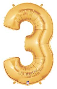 Gold Number 3 Foil Balloon