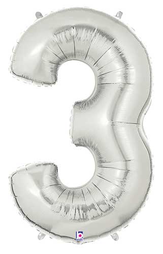 Silver Number 3 Foil Balloon