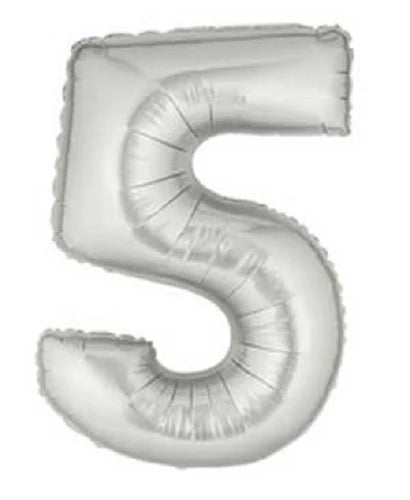 Silver Number 5 Foil Balloon
