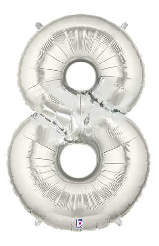 Silver Number 8 Foil Balloon