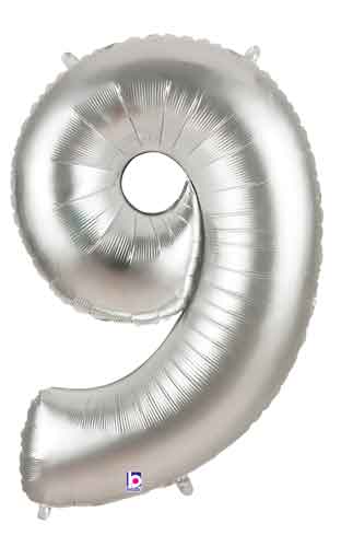 Silver Number 9 Foil Balloon