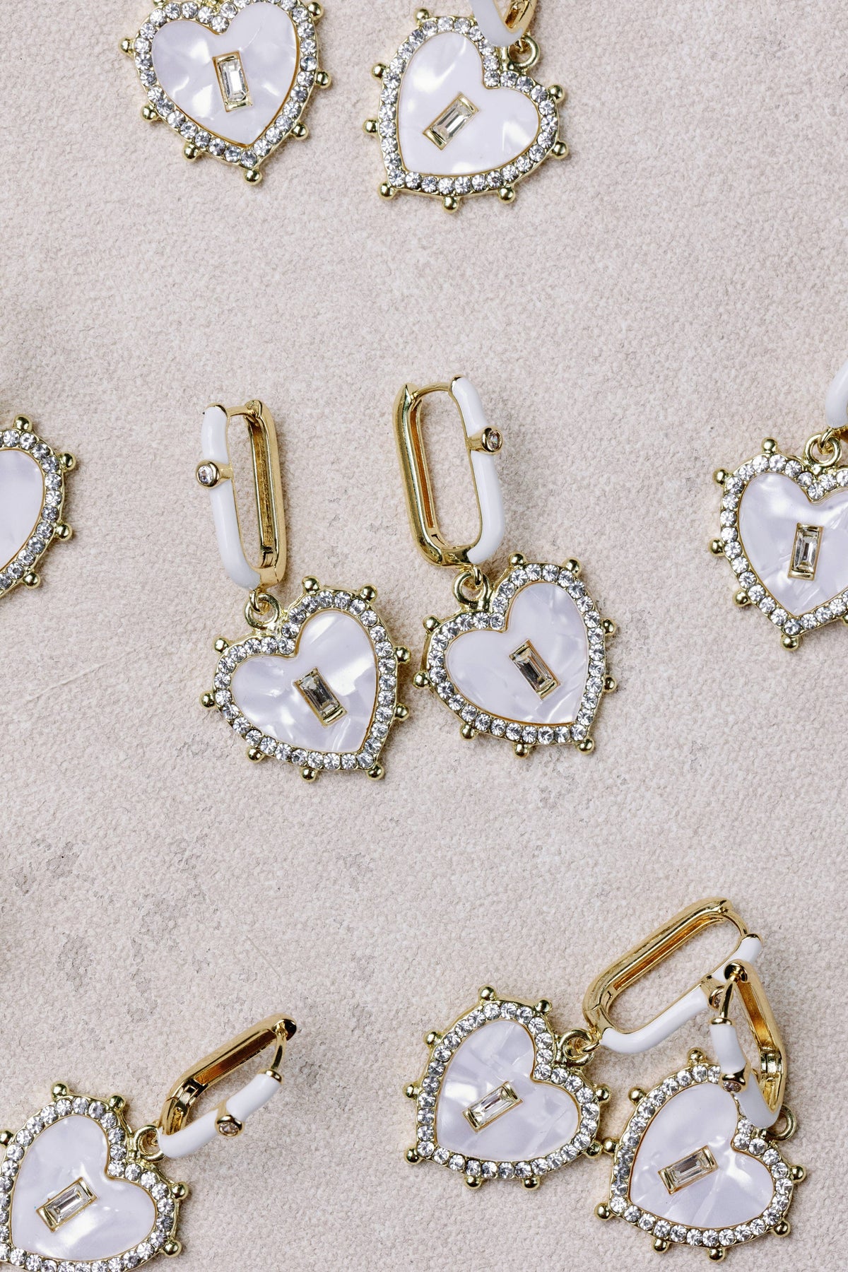 Diamond Capri Heart Drop Charm Earrings