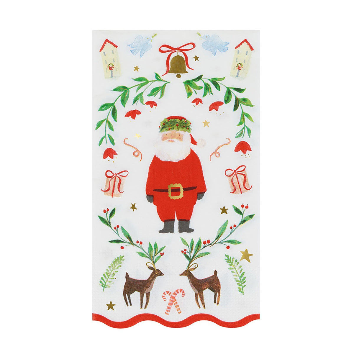 Foliage Santa Patterned Guest Towels (x 16)