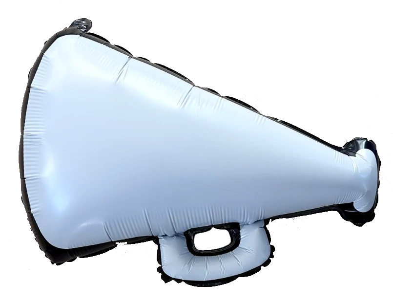 White Megaphone Foil Balloon – 27"