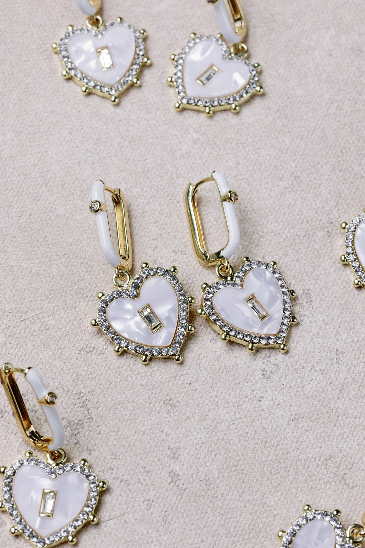 Diamond Capri Heart Drop Charm Earrings