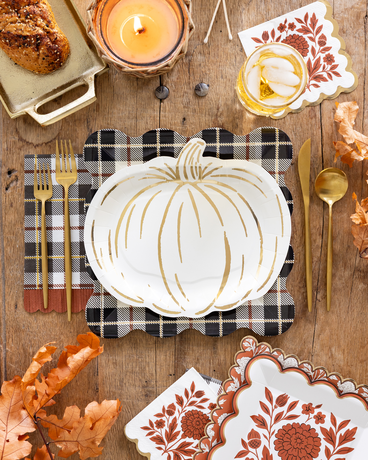 FAL1343 - Black Fall Plaid 10" Plate