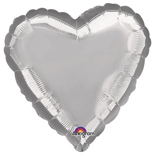17 inch HEART - METALLIC SILVER - FLAT
