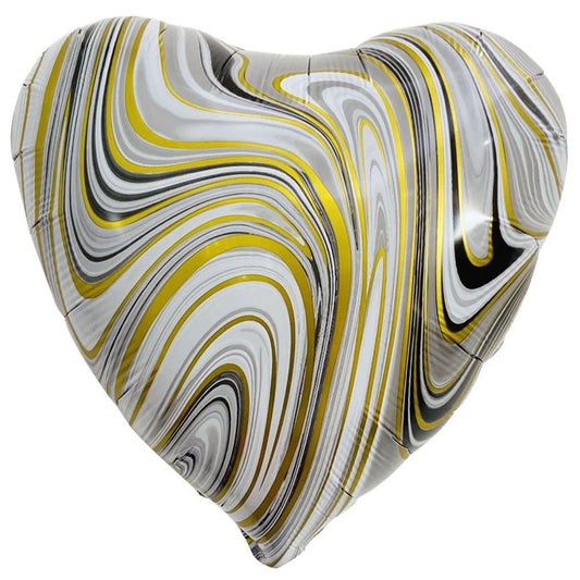 18 inch AGATE HEART - BLACK & GOLD - FLAT