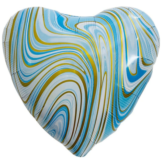 18 inch AGATE HEART - BLUE & GOLD - FLAT