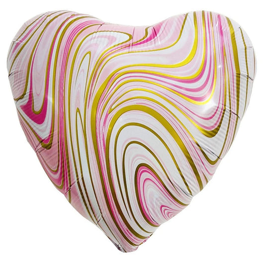 18 inch AGATE HEART - PINK & GOLD - FLAT