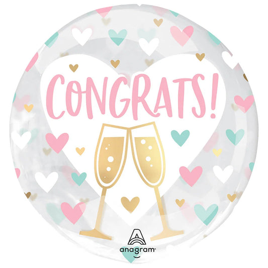 18 inch CLEARZ - CONGRATS HEARTS - Packaged