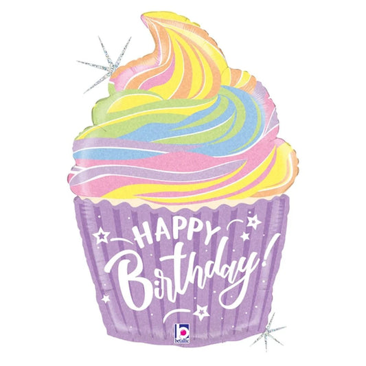 27 inch PASTEL BIRTHDAY CUPCAKE - Packaged
