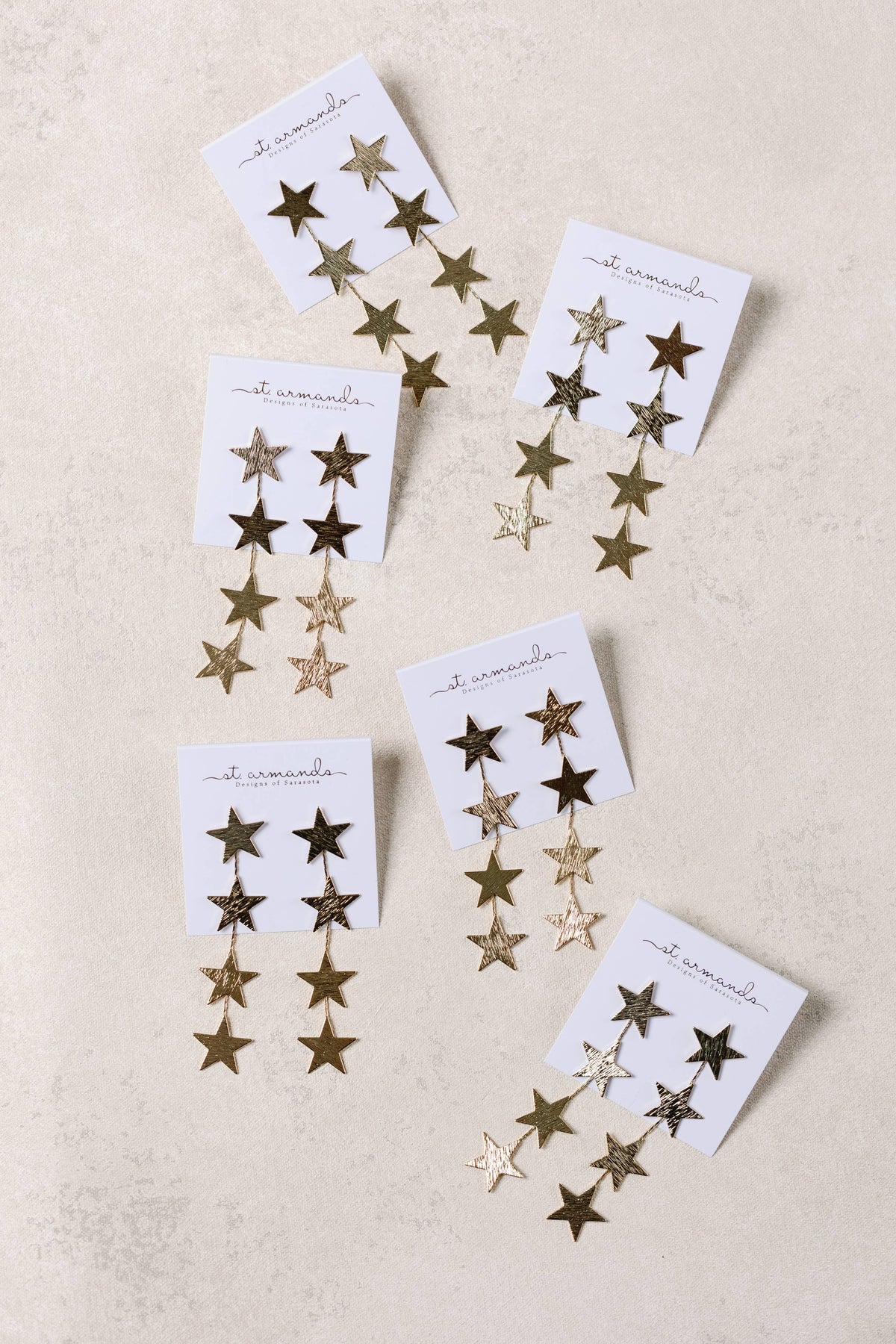 Gold Star Duster Drop Statement Earrings