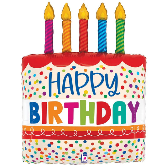 30 inch BIRTHDAY CAKE BRIGHT CANDLES - Packaged
