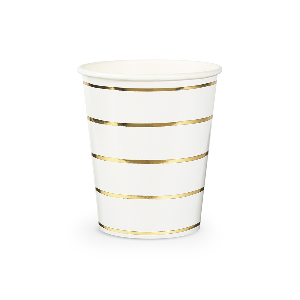 Frenchie Metallic Striped 9 oz Cups - 8 Pk.: Silver
