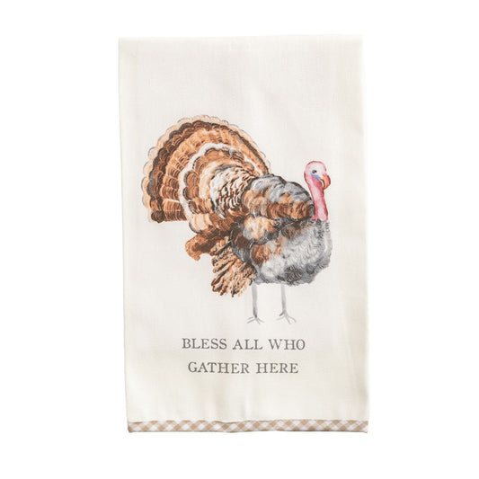 Bless All Who Gingham Hem Towel