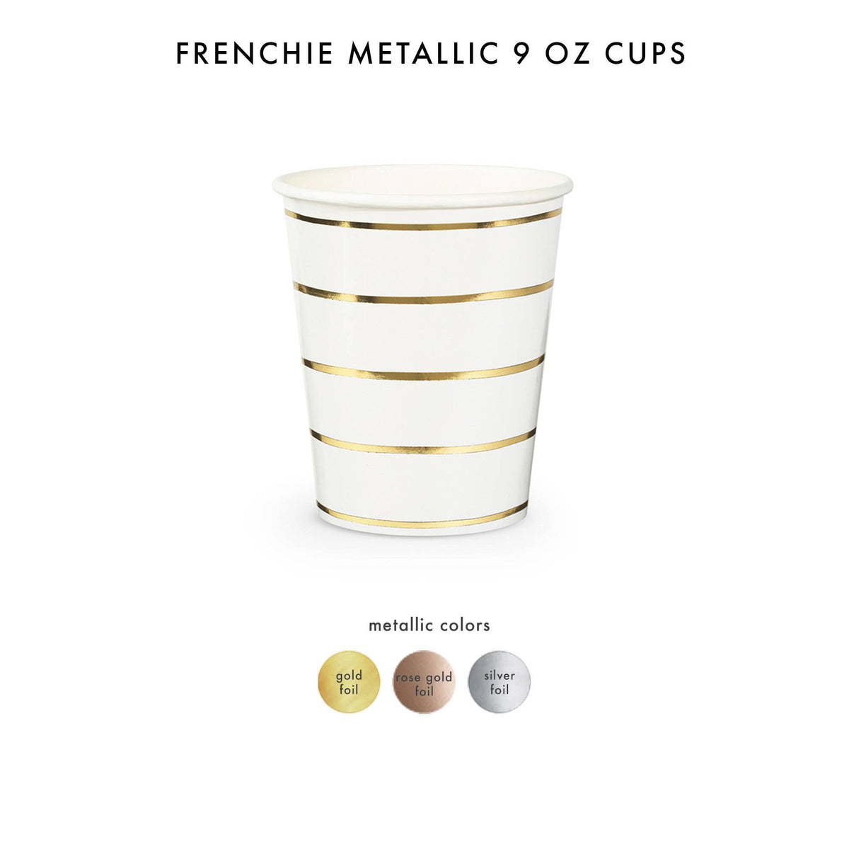 Frenchie Metallic Striped 9 oz Cups - 8 Pk.: Silver