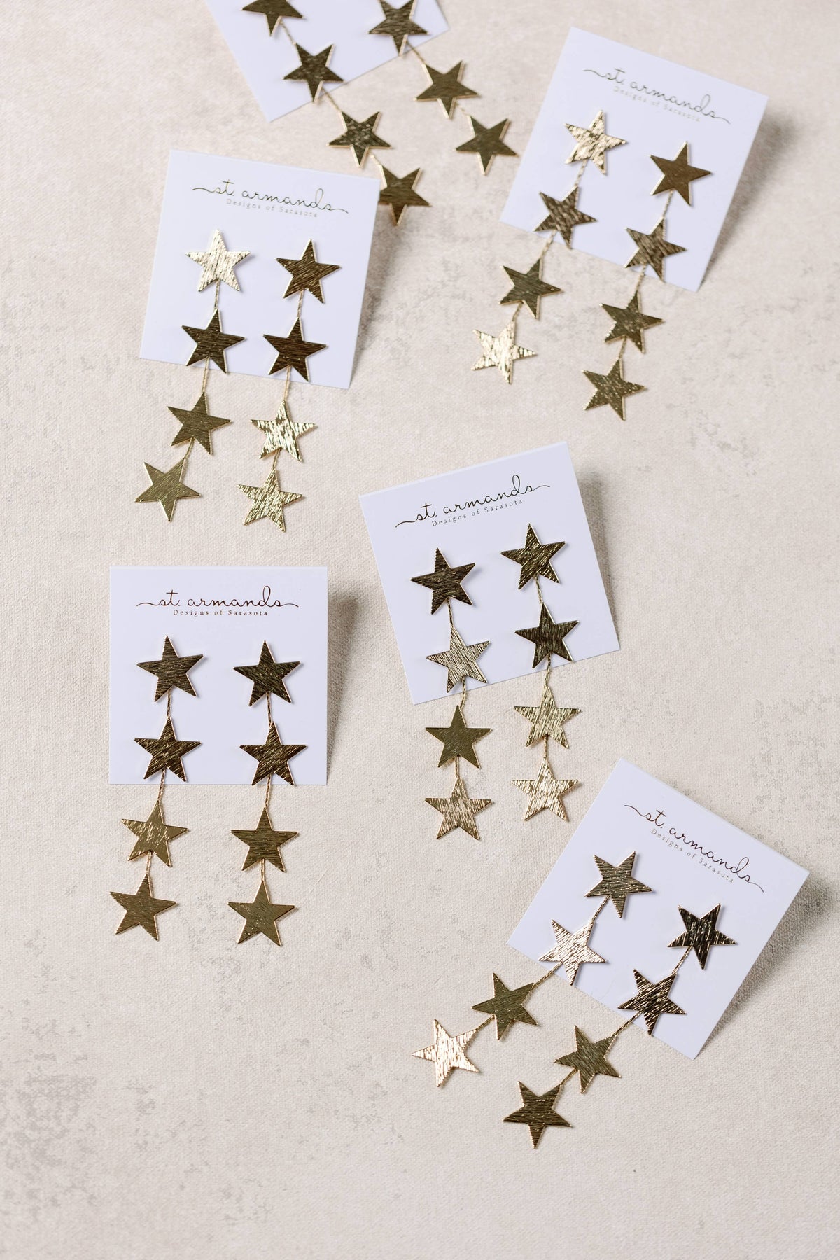 Gold Star Duster Drop Statement Earrings