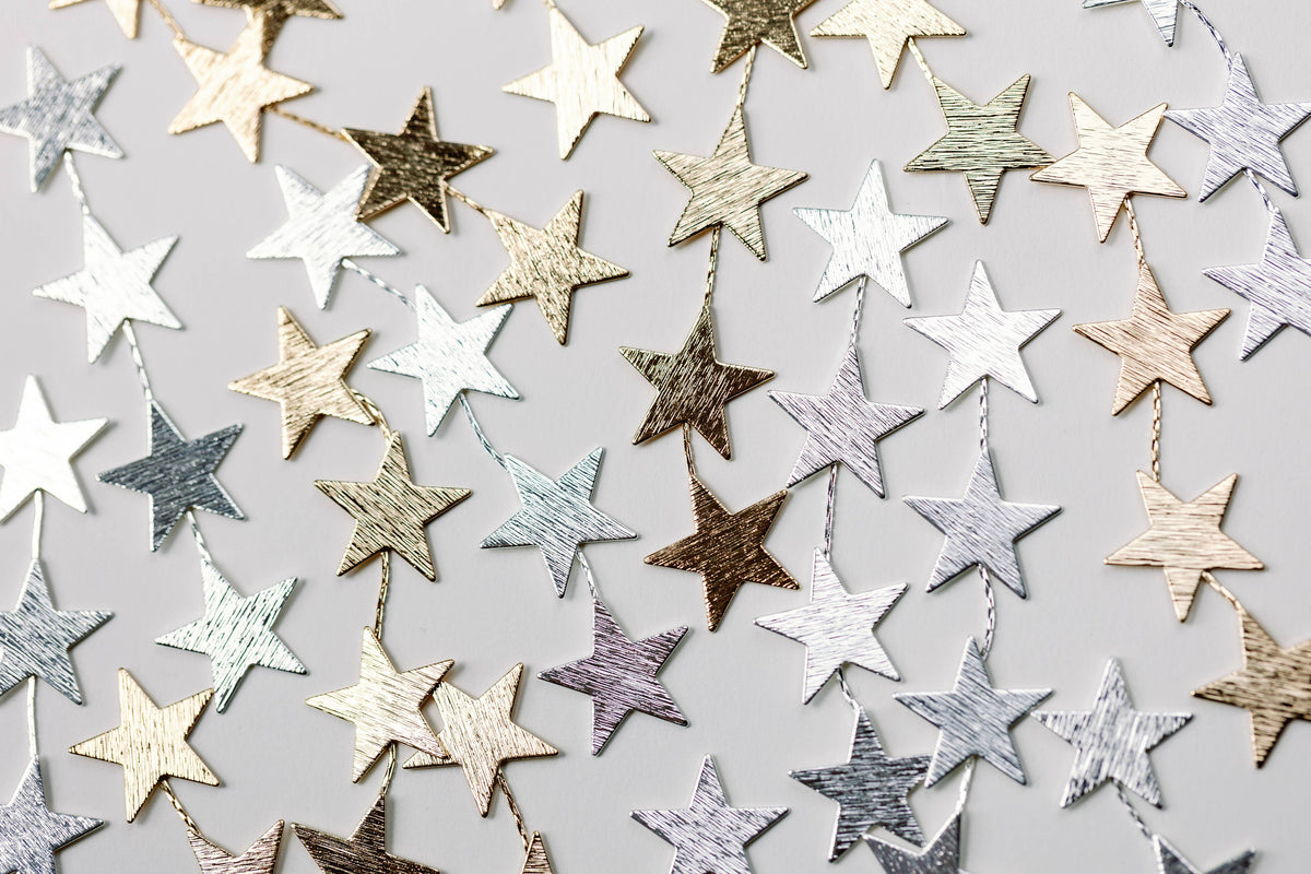 Gold Star Duster Drop Statement Earrings