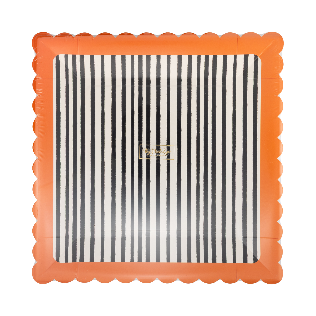 HPH1343 - Black and Cream Stripes Scalloped 10" Plate