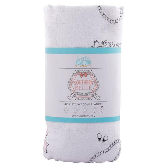 Southern Belle Baby Muslin Swaddle Receiving Blanket Soft Bamboo Cotton Blend