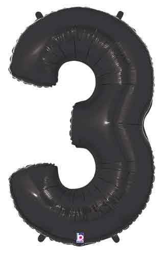 Black Number 3 Foil Balloon