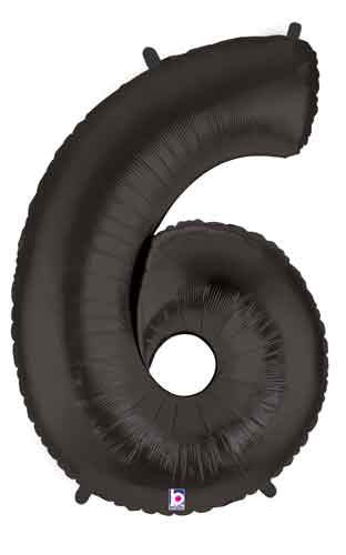 Black Number 6 Foil Balloon