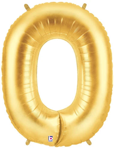 Gold Number 0 Foil Balloon