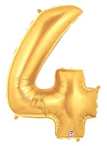 Gold Number 4 Foil Balloon
