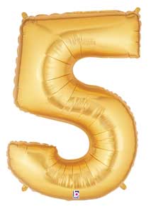 Gold Number 5 Foil Balloon