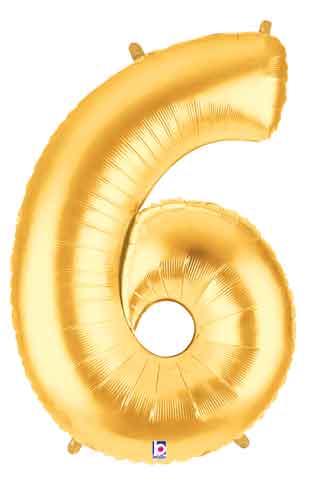 Gold Number 6 Foil Balloon
