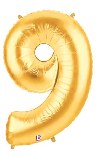 Gold Number 9 Foil Balloon