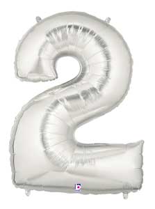 Silver Number 2 Foil Balloon