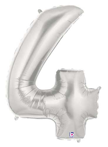 Silver Number 4 Foil Balloon