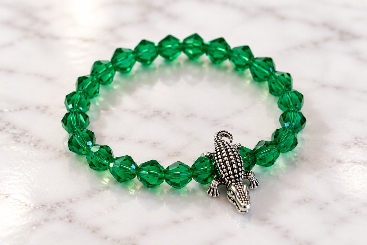 Green Alligator Stretch Bracelet