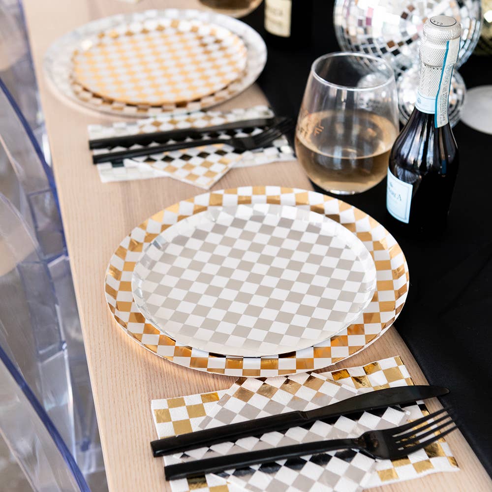 Check It! Dessert Plates - 8 Pk. - 11 Color Options: Gold Clash