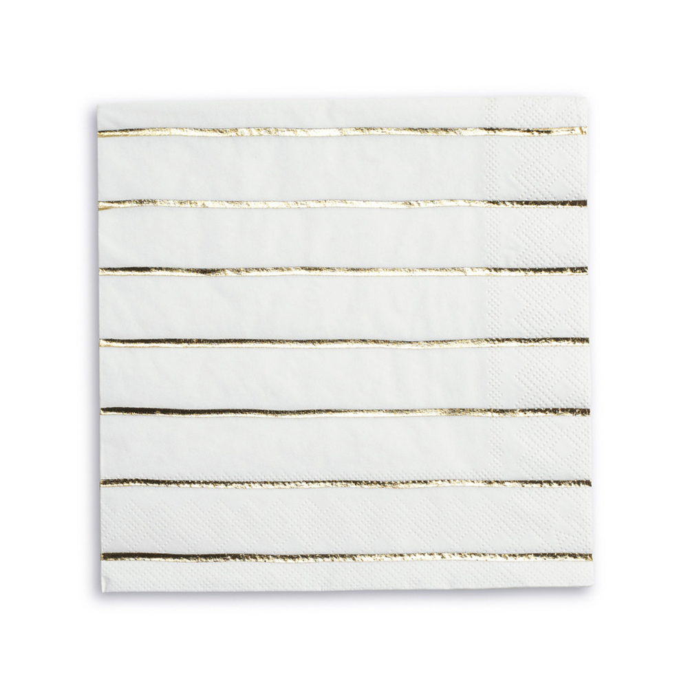 Frenchie Metallic Striped Large Napkins - 16 Pk.: Silver