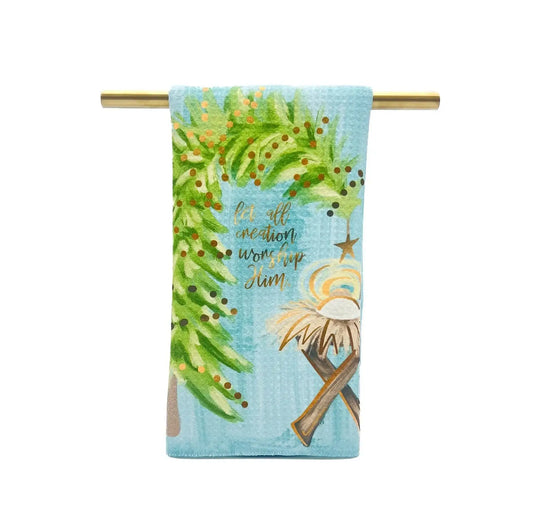 All Creation Worship Tea Towel - Christmas Hand Towel