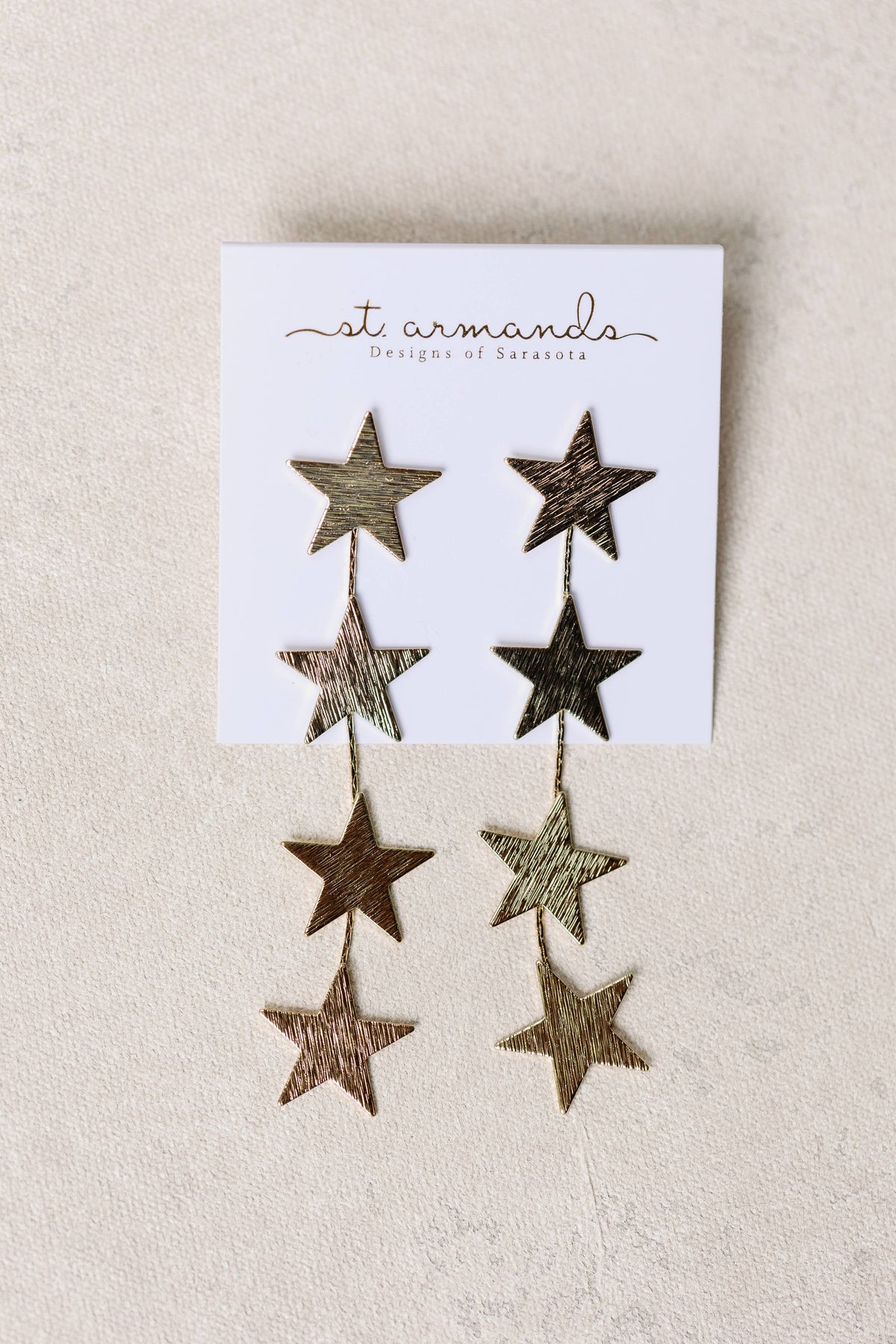 Gold Star Duster Drop Statement Earrings