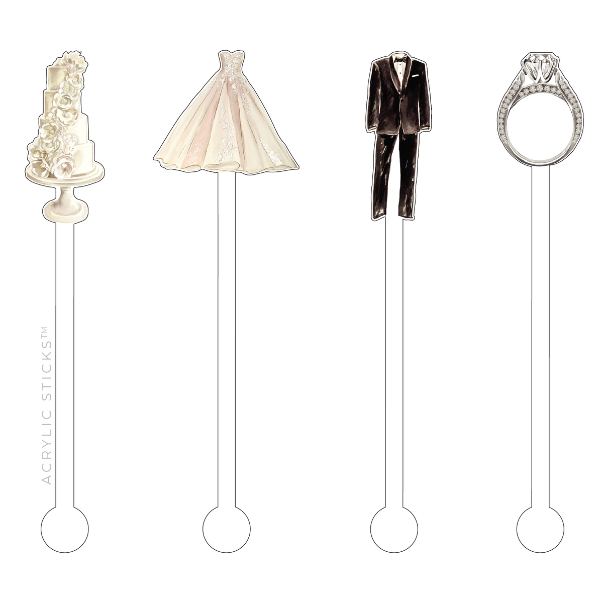 I DO WEDDING ACRYLIC STIR STICKS COMBO