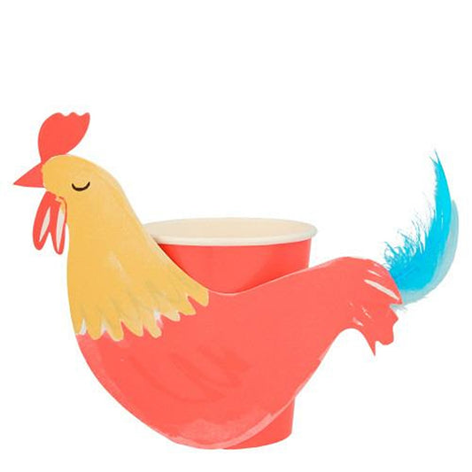 On The Farm Rooster Party Cups (x 8)