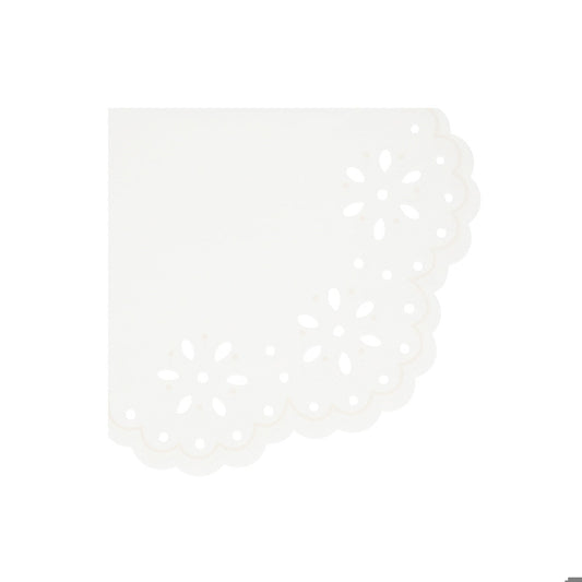 Broderie Anglaise Lace White Large Napkins (x 16)