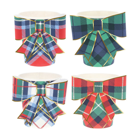 Plaid Mix Bow Cups (x 8)