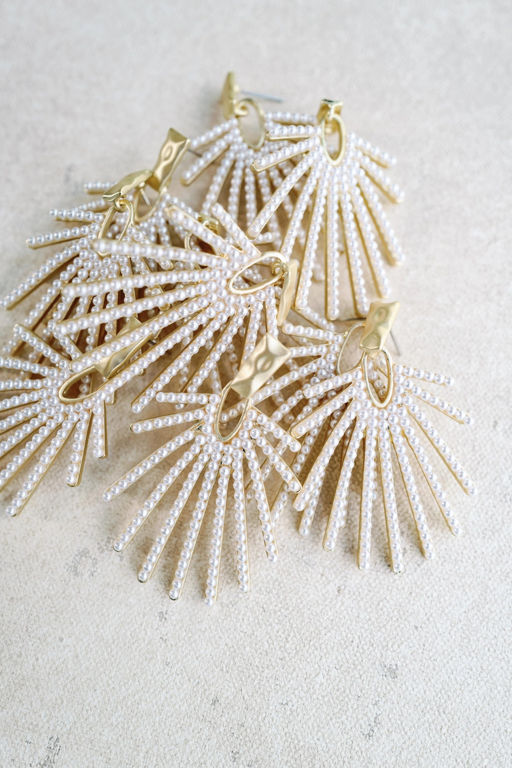Pearl Sunburst Statement Drop Earrings