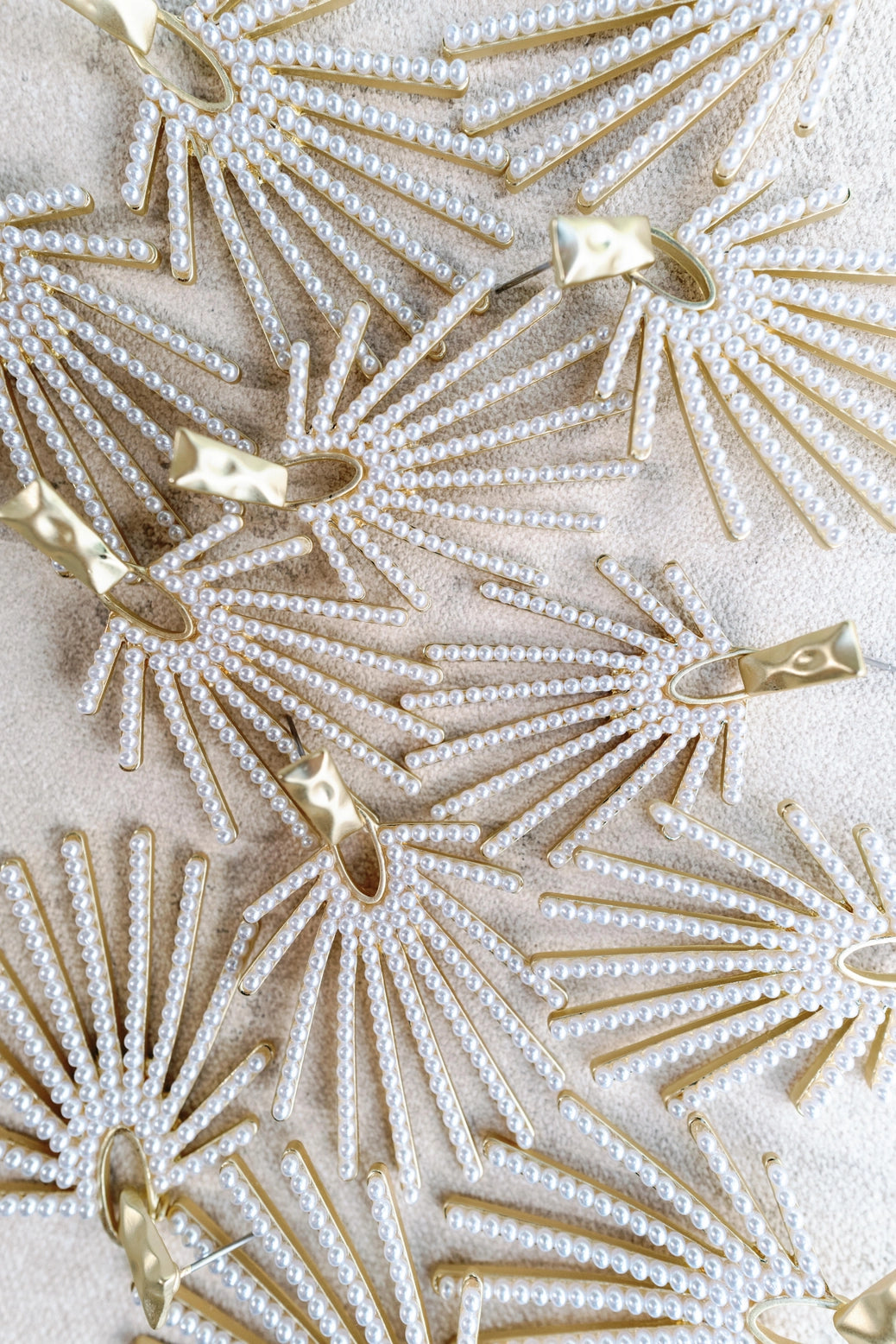 Pearl Sunburst Statement Drop Earrings